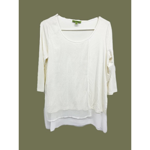 Picadilly White Fashion Blouse Double Layer Size M - Picture 1 of 4